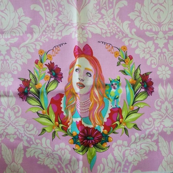 Tula Pink Curiouser & Curiouser Alice in Sugar Wonderland Fabric Pink 1/2 Yard - Picture 1 of 3